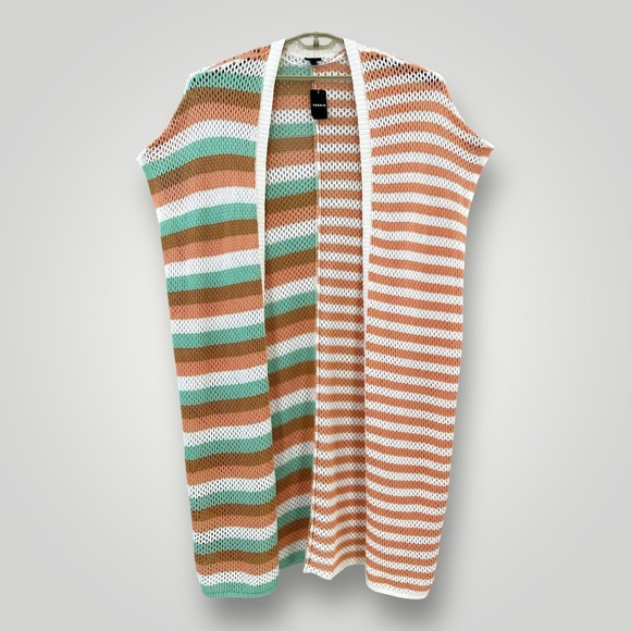 torrid Sweaters - NEW Torrid Duster Sweater Vest Womens 3X 4X Multi Stripe Open Knit Boho Longline